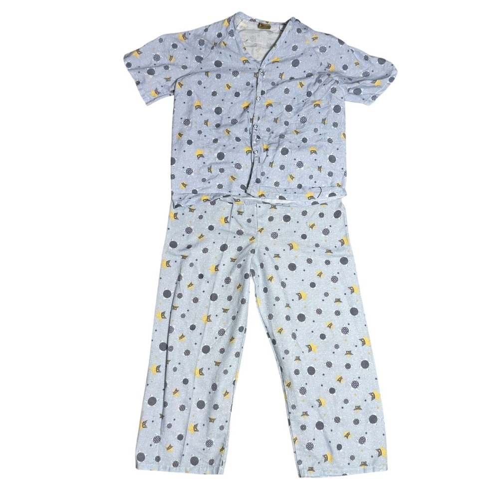 Fashion Seal Healthcare Kids Pajama Set Blue Celestial Star Planet Size M 5508